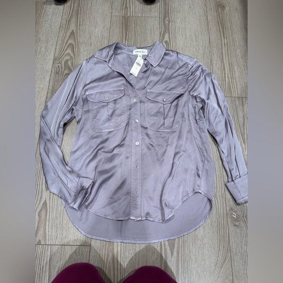Anthropologie Tops - Anthropologie Cloth & Stone Soft Lavender Satin Top